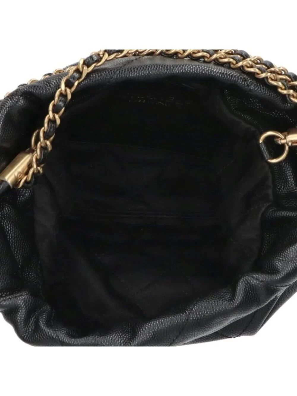 Chanel 22 Mini Cutout Logo Caviar Leather Chain Shoulder Bag